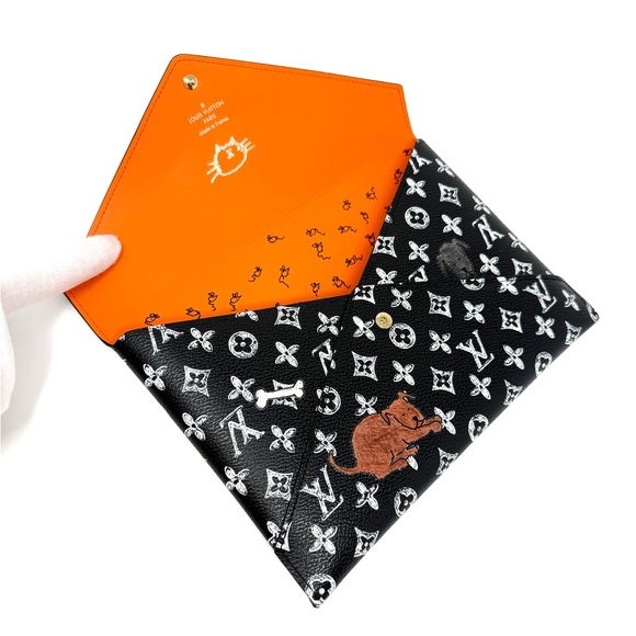 Louis Vuitton Grace Coddington Catogram Trunk Kirigami Envelope Clutch GM Black - Picture 9 of 16